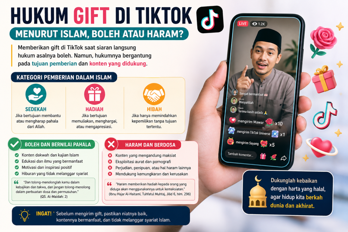 Hukum gift di TikTok menurut Islam boleh atau haram?( Poto : chatGPT )