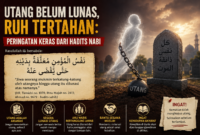 Ilustrasi hutang seorang mayat yang belum lunas tertahan di antara Bumi Dan Langit( poto :chatGPT)