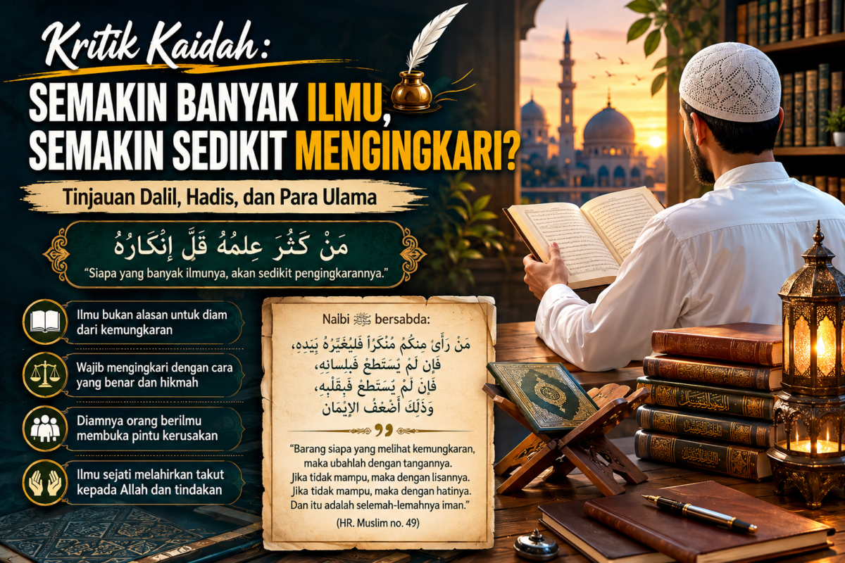Ilustrasi edukatif tentang ilmu, hikmah, dan amar ma’ruf nahi munkar dalam Islam.( poto :chatGPT)