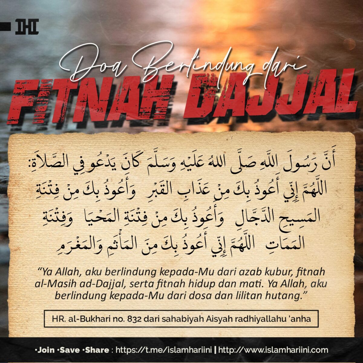 Do'a supaya terhindar dari fitnah Dajjal ( poto :website islam hari ini ).