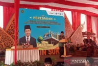 Menteri Agama Nasaruddin Umar saat sambutan peresmian gedung Fakultas Kedokteran UIN Sunan Kalijaga Yogyakarta. Kamis (4/2/2026).( poto : ANTARA)
