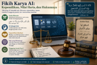 Kajian fikih karya AI tentang status harta, kepemilikan, akad, hak cipta, dan tanggung jawab syar‘i dalam muamalah modern.( poto : chatGPT ).