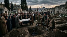 Ilustrasi Imam Al-Qurthubi mengungkap kisah mengerikan ular hitam di makam gubernur Konstantinopel.(poto: AI).