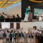 Owner Arasy Tour Indonesia, Ustaz Andre Satria, bersama narasumber dan calon jemaah saat pelaksanaan Manasik Umrah Arasy Tour Indonesia di Grand Semagi Hotel Bungo, Sabtu (11/7/2026).(poto: jambiprima.com)