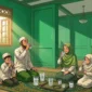 Adab meminum air Zamzam.(poto: lirboyo.net)