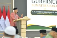 Gubernur Sumbar Mahyeldi Ansharullah membuka Musyawarah Daerah (Musda) XI Majelis Ulama Indonesia (MUI) Provinsi Sumbar Tahun 2026 di Auditorium Gubernur Sumbar, Sabtu (11/7/2026).(poto: padangkita.com).