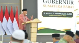Gubernur Sumbar Mahyeldi Ansharullah membuka Musyawarah Daerah (Musda) XI Majelis Ulama Indonesia (MUI) Provinsi Sumbar Tahun 2026 di Auditorium Gubernur Sumbar, Sabtu (11/7/2026).(poto: padangkita.com).