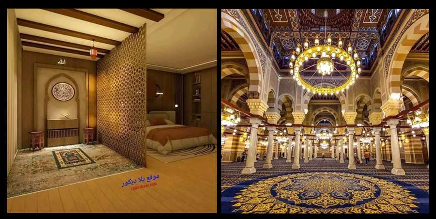 Mushollah di rumah (Kiri) | Masjid (Kanan).( poto : hidayatullah.com)