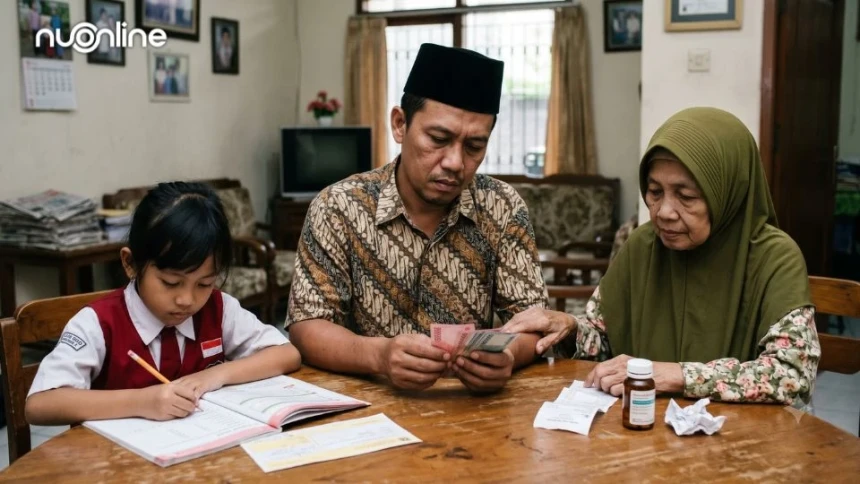 Hukum generasi sandwich dalam Islam? Simak penjelasan lengkap mengenai batasan menafkahi orang tua dan anak menurut aturan fikih.( Ilustrasi poto : nu online).