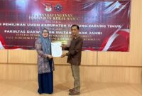 Fakultas Dakwah Universitas Islam Negeri Sulthan Thaha Saifuddin Jambi resmi menjalin kerja sama UIN Jambi dengan Komisi Pemilihan Umum Kabupaten Tanjung Jabung Timur.(poto: uinjambi.ac.id).