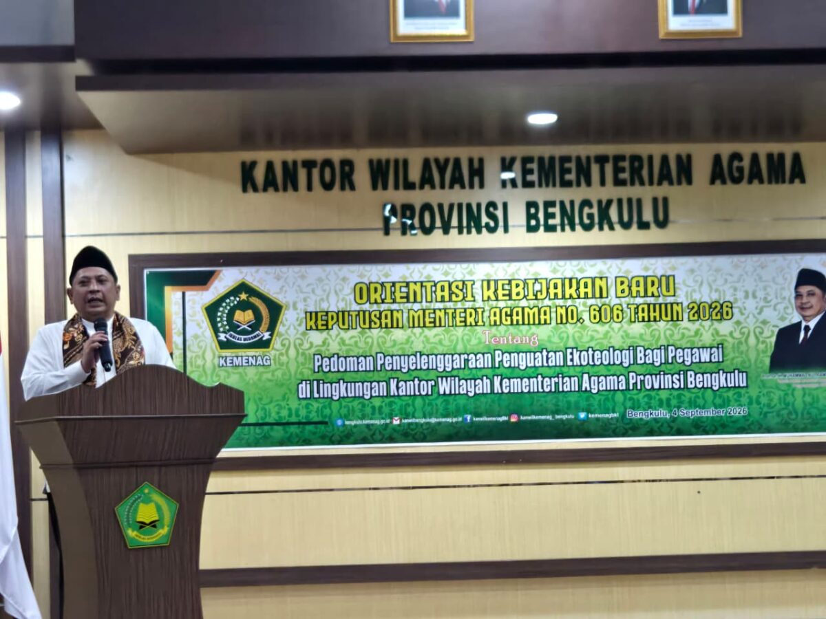Kepala BMBPSDM Kemenag RI, dalam Orientasi Kebijakan Baru KMA No.606 Tahun 2026 di Kanwil Kemenag Bengkulu, Jumat (5/9/2026).(poto: kemenag.go.id).