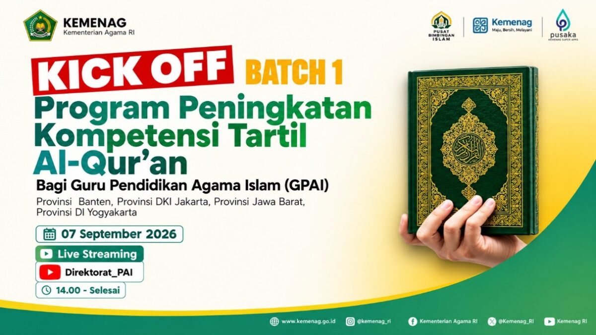 Direktorat Pendidikan Agama Islam (PAI) Ditjen Pendidikan Islam Kemenag meresmikan pelatihan tartil Al-Qur'an Kemenag angkatan I bagi 1.000 peserta secara daring melalui Zoom.(poto: kemenag.go.id).