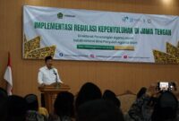 Direktur Jenderal Bimbingan Masyarakat Islam Kementerian Agama Abu Rokhmad menghadiri kegiatan Implementasi Regulasi Kepenyuluhan di Semarang, Jawa Tengah.(poto: kemenag).