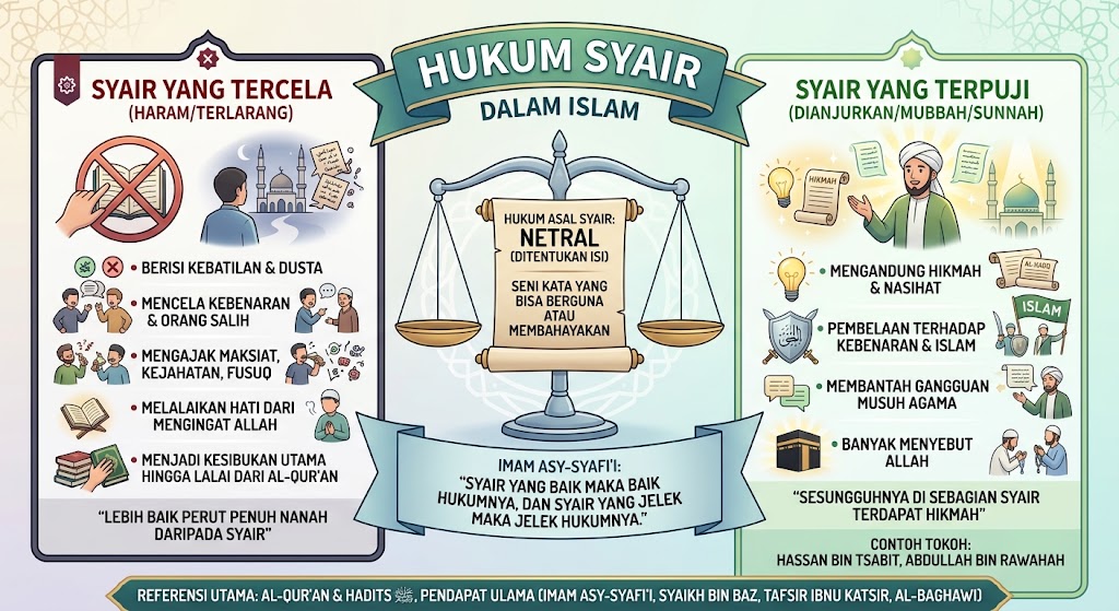 Ilustrasi hukum syair dalam Islam.(poto: AI).