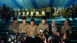 Wawancara beserta awak media setelah acara pembukaan MTQ Nasional di Semarang, Sabtu (12/9/2026).(poto: kemenag.go.id).