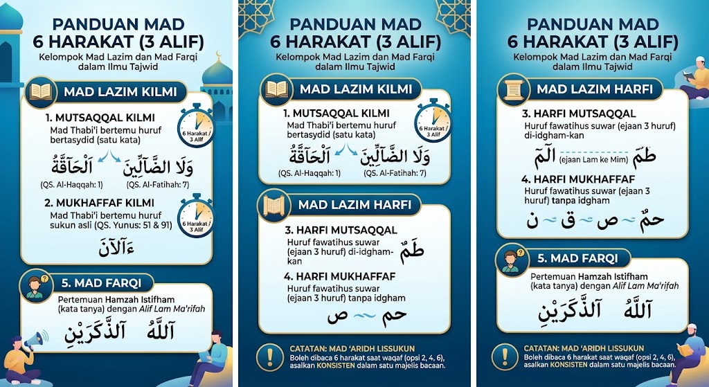 Jenis mad dibaca 6 harakat.(poto: AI).
