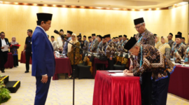 Menteri Agama Nasaruddin Umar memimpin prosesi pelantikan dewan hakim MTQ Nasional XXXI Tahun 2026 di Kota Semarang, Jawa Tengah, pada Sabtu (12/9/2026).(poto: kemenag.go.id).