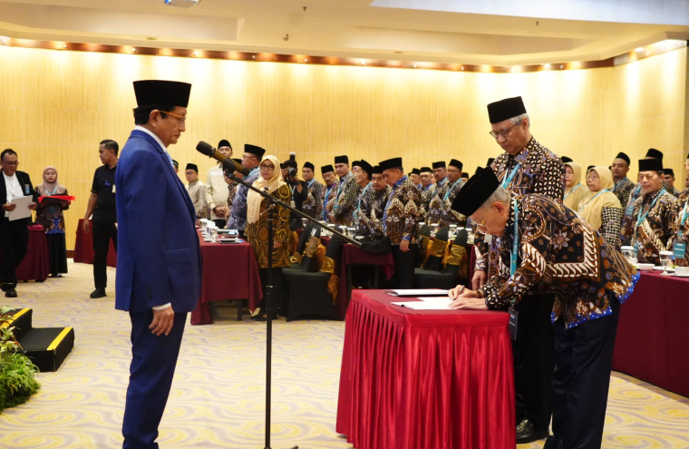 Menteri Agama Nasaruddin Umar memimpin prosesi pelantikan dewan hakim MTQ Nasional XXXI Tahun 2026 di Kota Semarang, Jawa Tengah, pada Sabtu (12/9/2026).(poto: kemenag.go.id).