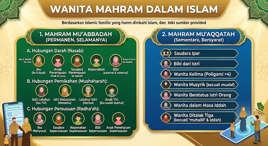 daftar wanita mahram yang haram dinikahi dalam Islam.(poto: AI).