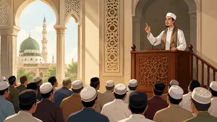 Ilustrasi Khutbah Jumat.(poto: AI)