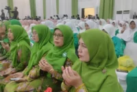 Pengurus Muslimat NU Jakarta Timur pada pelantikan PBNU 2026-2031 di Pesantren Al-Hamid, Jakarta, Sabtu (24/10/2026).(poto: nu online).