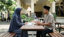 ilustrasi yang menggambarkan pertemuan antara mantan suami dan istri setelah talaq Tiga.(poto: AI).