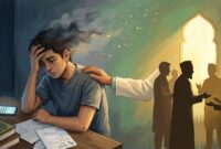 Ilustrasi pentingnya empati, bantuan medis, dan dukungan sosial masyarakat dalam mengatasi krisis kesehatan mental.(poto: AI).