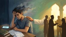 Ilustrasi pentingnya empati, bantuan medis, dan dukungan sosial masyarakat dalam mengatasi krisis kesehatan mental.(poto: AI).